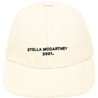 Stella-McCartney 字母刺繡帆布棒球帽(米白)