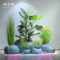 免運 可開發票 北歐仿真綠植玻璃鋼盆景裝飾室內大型植物景觀蘆葦草落地造景盆栽