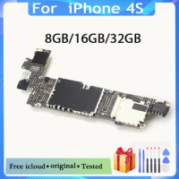 Free iCloud for iphone 4S Motherboard with Full Chips,Original unlocked for iphone 4S Mainboard with IOS System,8GB 16GB 32GB