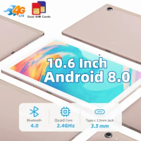 2024 Newest 10.6" 2GB RAM 32GB ROM Android 8.0 Type-C 4G LTE Phone Call Tablets 1920 x 1200IPS Quad Core WiFi Tablet Pc