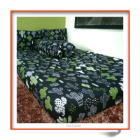 Sprei Katun Motif Daun Bunga Kaktus Hijau Hitam 20x200 120x200 160x200 200x200 Karet