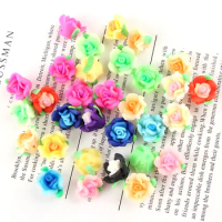 10pcs Slime Supplies Toy Rose Flower Mini Charms with Holes Addtion Filler DIY Crafts for Fluffy Clear Crystal Slime Clay