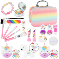 21Pcs Kids Makeup Set Fake Cosmetic Toy Kit with Cosmetic Bag Simulation Make-Up Girls Toy Makeup Set Girls Gifts