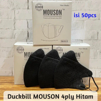 Masker Mouson/oncare/alkindo/ynb Duckbill Garis 4 PLY isi 50 pcs Impor Disposable Mask Dewasa Hitam 