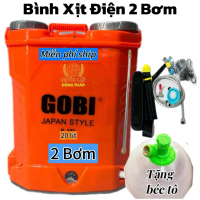 Bình xịt điện 2 Bơm GOBI , dung tích 20 lít, ắc quy 12AH điện 12v, ( TẶNG BÉC TÔ ) dùng cho xịt vườn