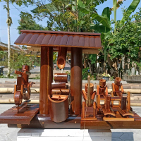 kincir air bernada. air mancur bambu.hiasan kolam ikan