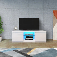 TV Cabinet Wholesale White TV Stand with Lights Modern LED TV Cabinet with Storage Drawers Console Table