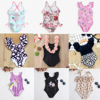 2023 New Printing Baby Girls Swimsuit for 1-5 Yrs Cute Summer Beach One-piece Swimming Suit Outfits Kids Girls Bathing Swimwear