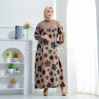 Bunga dahlia dress rayon premium tebal busui fashion wanita muslim Nyaman Samping Motif Gamis Midi K