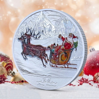 圣誕徽章硬幣 創意書包鑰匙扣小禮物紀念幣收藏情侶兒童彩色銀幣