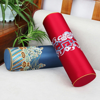 新中式刺繡圓枕靠枕紅木沙發圓柱形靠背輕奢長條糖果枕扶手頸椎枕