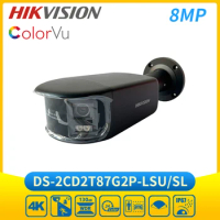 Hikvision DS-2CD2T87G2P-LSU/SL 4K 8MP POE Black Panoramic ColorVu Acusense Strobe Light and Audio Bullet CCTV Camera Outdoor