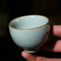 手工哥窯冰裂紋主人杯青瓷茶杯單杯品茗杯龍泉陶瓷功夫茶茶具茶盞