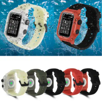 Soft Silicone Sport Strap for Apple Watch Band 42mm 44mm Waterproof Full Watch Case for Apple Watch Series 2 3 4 5 Cover