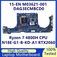 M03621-001 M03621-601 For HP 15-EN Laptop Motherboard With Ryzen 7 4800H CPU N18E-G1-B-KD-A1 RTX2060 DAG3ECMBCD0 100%Tested Good