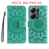POCO M6 PRO 4G 3D Embossing Flower Luxury Leather Case Wallet Book Holder Flip Cover For Xiaomi POCO M6PRO 4G Phone Bags Funda