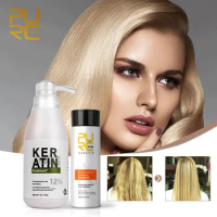 PURC Brazil Keratin Hair Treatment Set 100Ml Purifying Shampoo Straightening Hair Repair for Curly Frizzy Professional Products