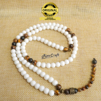 Tasbih Aesthetic Batu Alam Akik Alam Kristal Giok Putih Asli Original - WHITE GOLDEN 99