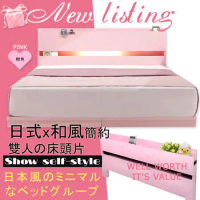 【HOME MALL-日式美學崁燈】雙人床頭片(粉紅色)