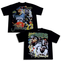 LeBron James T-Shirt - Oversized Black solid Unisex Screen T Shirt Men Clothes Streetwear Printing -