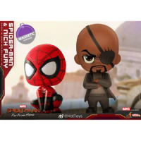 In Stock Original HotToys Cosbaby Nick Fury SPIDER MAN Spider Man Far From Home Movie Character Model Collection Artwork Q Ver