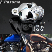 Chrome Motorcycle Skull Fairing Horn Guard For Harley Big Twins V-Rod Sportster Dyna Touring Softail Cowbell Horn Cover 1992-14