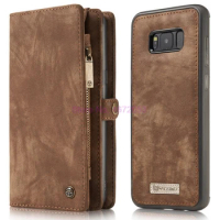20pcs Genuine Leather Flip Case For Samsung S9 S8 Plus Note 9 8 S7 Edge Cover 2 in 1 Removable Magnetic Wallet Phone Pouch
