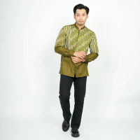 Fatih - Kemeja Batik Koko Hasbi Long Olive