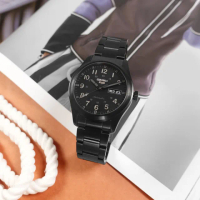 【SEIKO 精工】5 Sports 機械錶 軍事風格 星期日期 不鏽鋼手錶 鍍黑 39mm(SRPJ09K1)