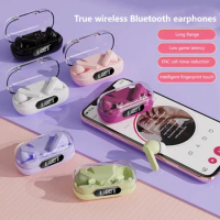 APRO12 Bluetooth Earphone TWS Wireless Headset Microphone Games Transparent Digital Display Sports Headphones Low Latency Stereo