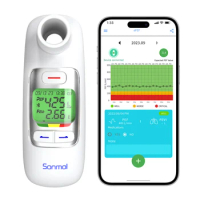Peak Flow Meter Digital Home Spirometer with Bluetooth for Asthma COPD Test PEF and FEV1 Smart Personal Portable Espirometer