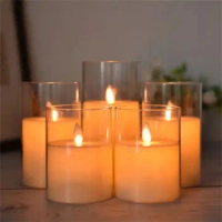 Set of 3 LED Flameless Candles Remote Control Acrylic LED Candles Decorative Lighting for Home Decor Party Wedding Christmas