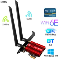 5374Mb WiFi 6 PCIE Wireless WiFi Adapter Bluetooth 5.2 Intel AX210 Tri Band 2.4G/5G/6Ghz PCI Express 802.11AX Wi-Fi Network Card