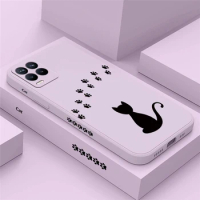 Cute Cat Phone Case For OPPO Realme 11 Pro Plus Lovely Anti Fall Cartoon Cover Realme 8 4G 5G 9 9i 8i 7 6 5 Pro Liquid Fundas