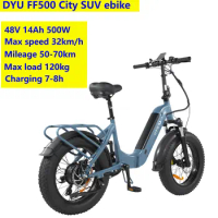 Drop Shipping EU UK US DYU FF500 ebike 48V 14ah 500W 24-Inch Electric Mountain Bike Fat Tire with LCD screen