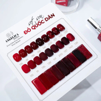 Set 9 Chai Sơn Màu Đỏ Quốc Dân  Chính Hãng Angelica Thể Tích 15Ml ( Tặng kèm bảng màu đã sơn )