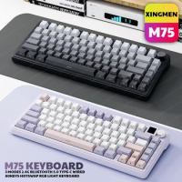 XINMENG M75 Mini Wireless Machanical Keyboard 2.4G Bluetooth Wired Gaming Keyboard Gamer RGB Hotswap Non-contact Keyboard