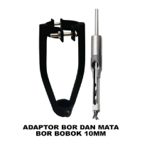 Dudukan mesin bor bobok kayu adaptor wood mortising attachment lengkap dengan mata bor 10 mm