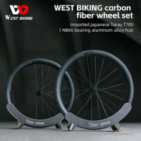 WEST BIKING T700 Carbon Fiber Bicycle Wheelset Ultralight Disc Brake Road Bike Wheel Set 50MM 700C Clincher Tubeless Carbon Rims