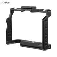 Andoer Camera Cage Aluminum Alloy Video Cage with Dual Cold Shoe Mounts for Sony A7IV/ A7III/ A7II/ A7R III/ A7R II/ A7S II
