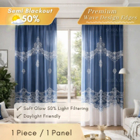 RCF⚜] SORA Flora Semi Blackout Curtain Langsir Raya Cantik Hook Rod Tingkap Pintu 120x160/210cm
