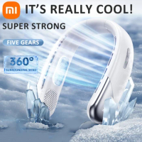 Xiaomi New Neck Fan Mute Portable Fan LED Digital Display 5th Gear Wind Electric Fan Long Endurance Portable Mini Air Cooler