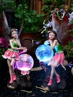 陽臺花園擺件花仙子太陽能燈天使仙女裝飾可發光小夜燈樹脂工藝品
