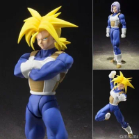 15cm Dragon Ball SHF Trunks Movable Joints Doll Long Hair Model Toy Super Saiyan Sh Figuarts Action Figure Decoration Model Gif