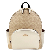 COACH 經典C LOGO雙層拉練後背包(中款-蕎麥奶茶)