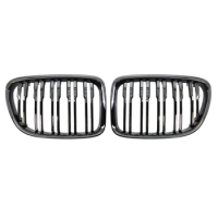 Gloss Black Front Hood Kidney Grille Sport Grill Replacement Dual Slat For-BMW E84 X1 4-Door