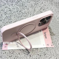 適用蘋果16手機殼iphone17promax磁吸指環支架15純色液態硅膠14簡約新款12網紅女款11超火爆款16/15pro手機-大孔 少女粉 iPhone 17 Pro Max