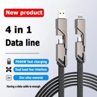 New product 4in1 Data cable 66W fast charging USB to C/USB to Lightning/C to Lightning/C to C For IPhone Android Type-C Line
