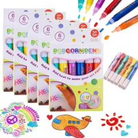 Magic Popcorn Pens Colour Puffy Drawing Pens DIY 3D Art Safe Pen Paint Pen For Greeting Birthday Cards Kids Gifts