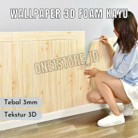 Wallpaper Stiker Dinding 3D Foam Serat Kayu 70 x 70cm